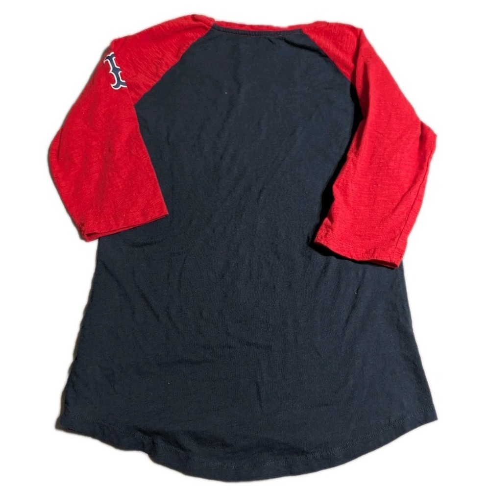 Boston Red Sox Womens Medium Raglan 3/4 Sleeve Shirt Navy Red Campus Lifestyle - Picture 4 of 7